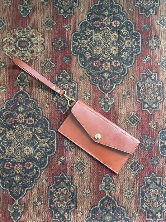 Ember Envelope Clutch in Cognac Sample