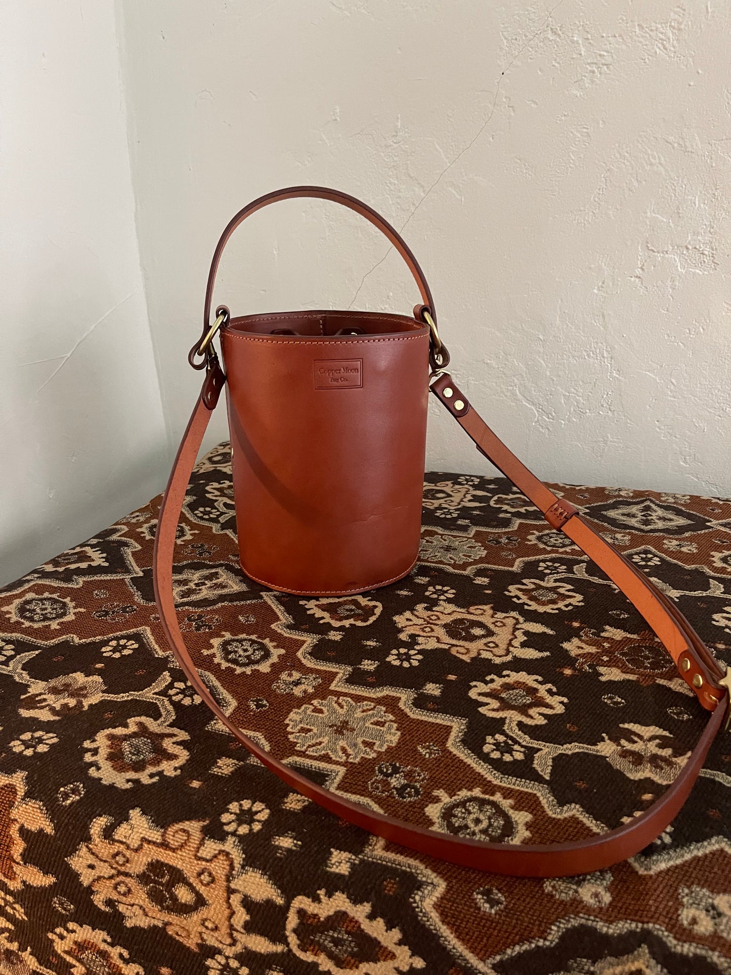 The Selene Bucket Bag in Cognac
