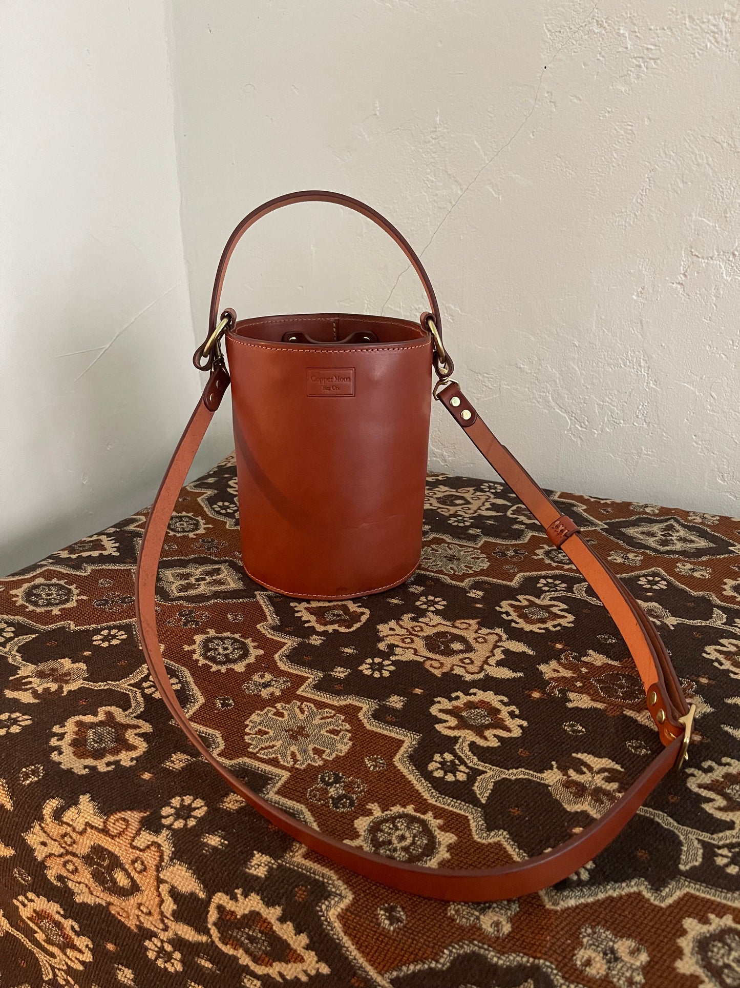 The Selene Bucket Bag in Cognac