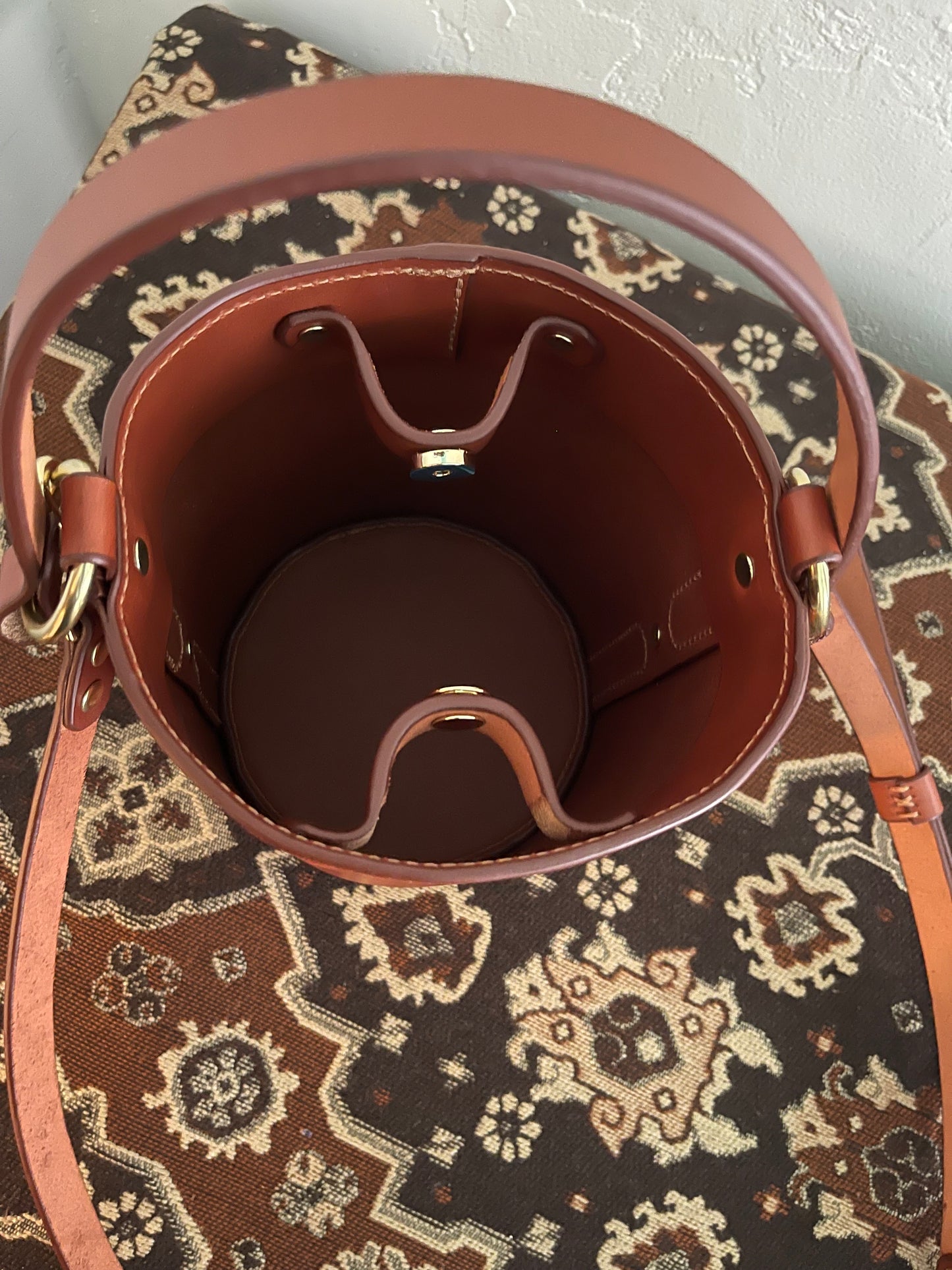 The Selene Bucket Bag in Cognac
