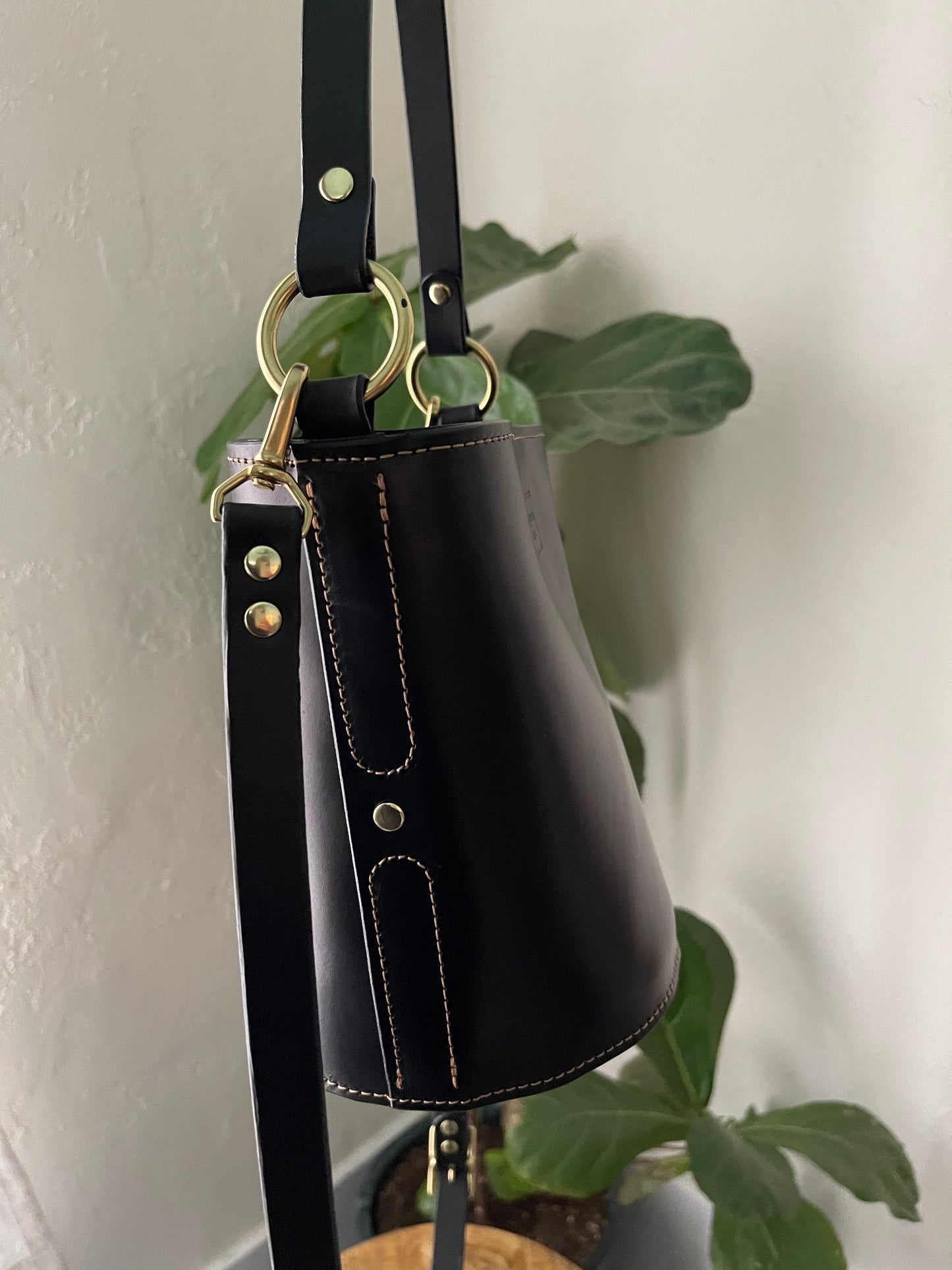 The Selene Bucket Bag in Black