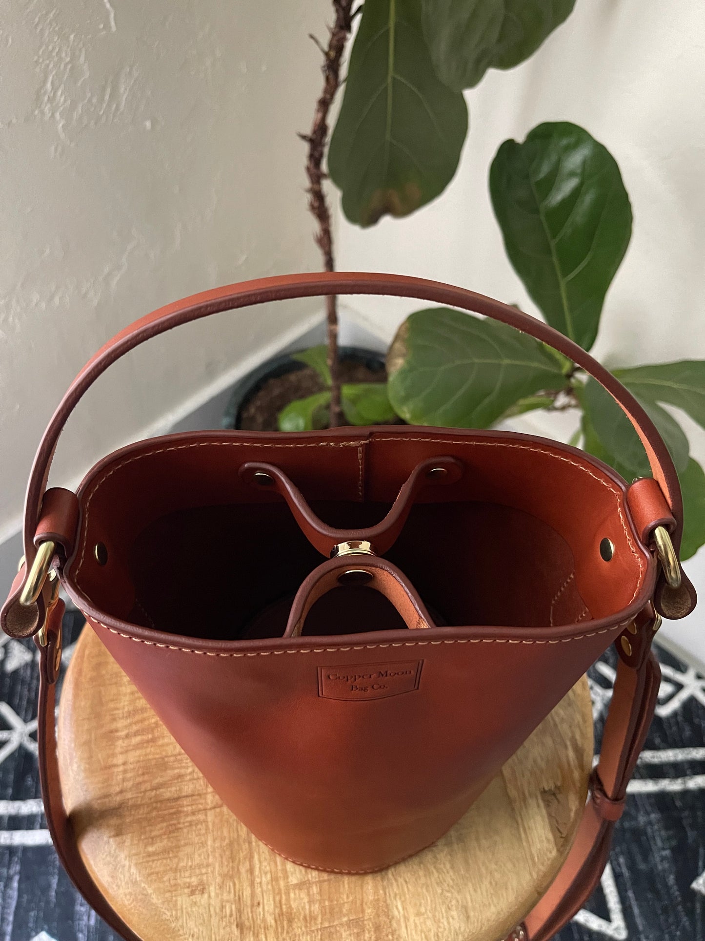 The Selene Bucket Bag in Cognac