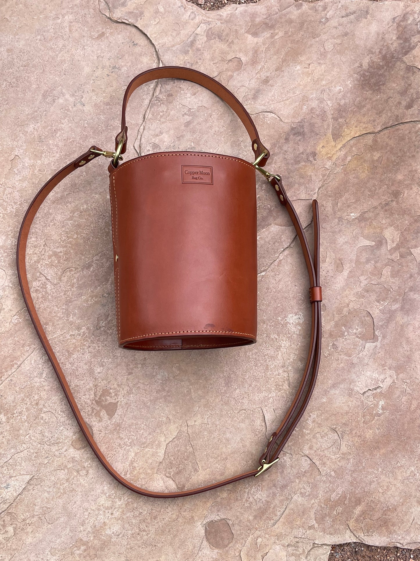 The Selene Bucket Bag in Cognac