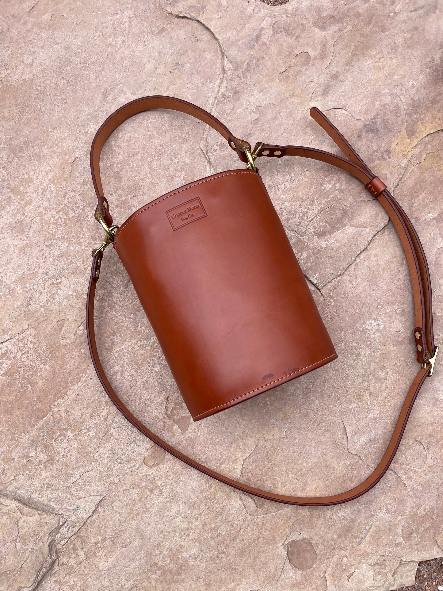 The Selene Bucket Bag in Cognac