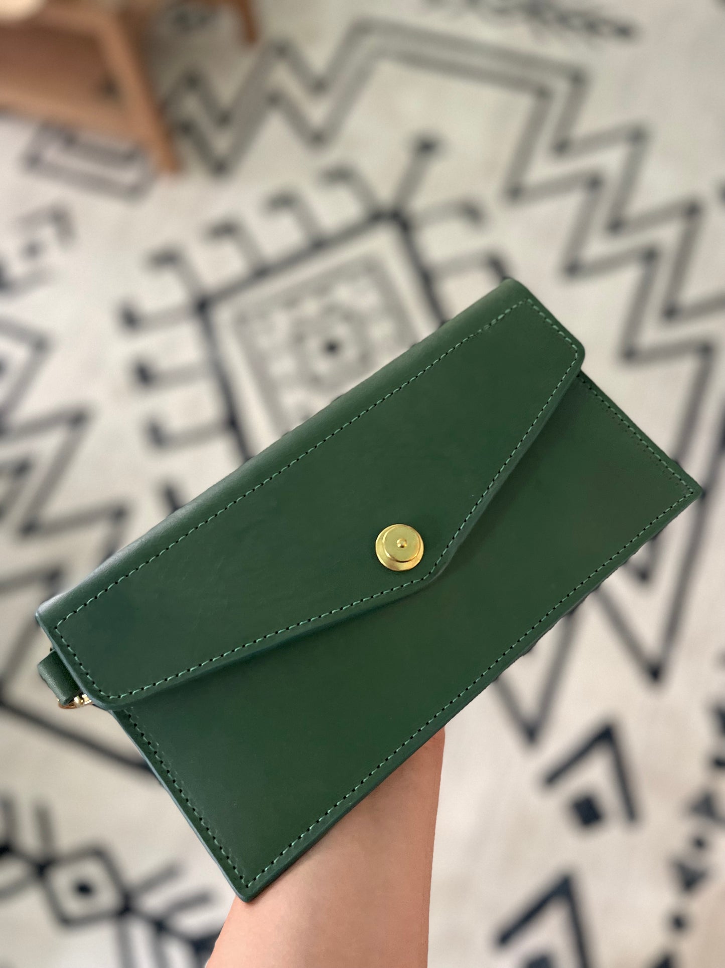 Ember Envelope Clutch in Clover Sample