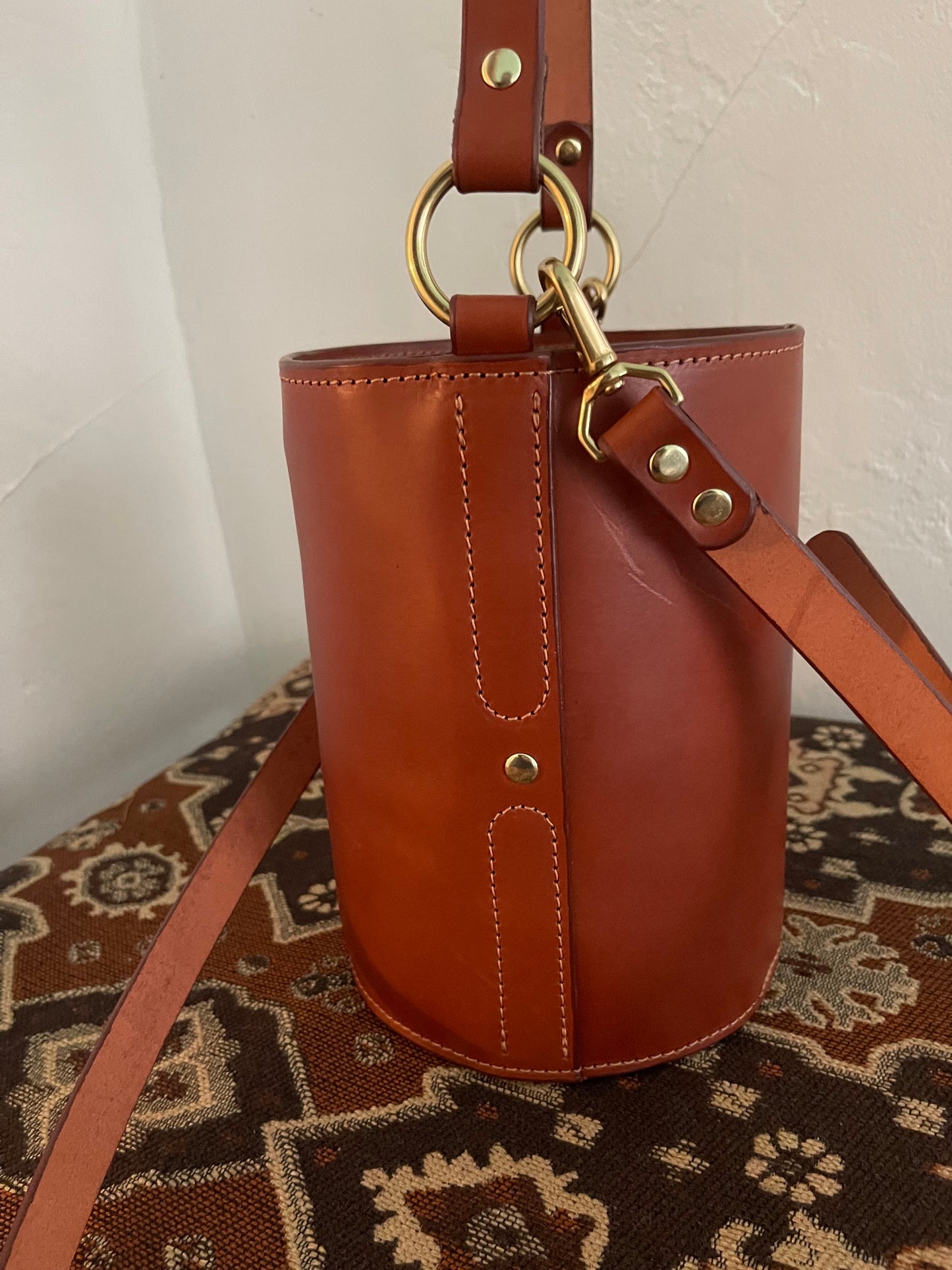 The Selene Bucket Bag in Cognac