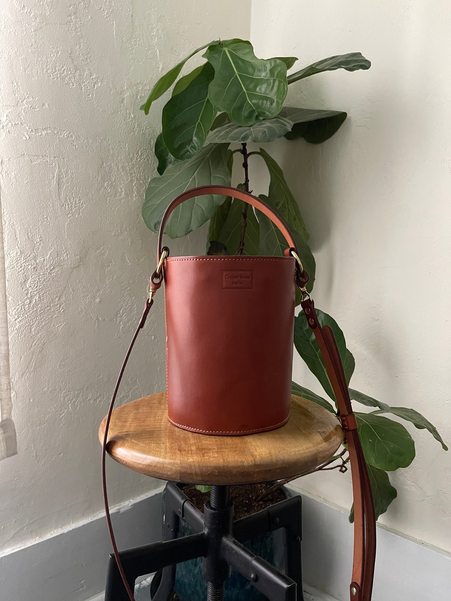 The Selene Bucket Bag in Cognac
