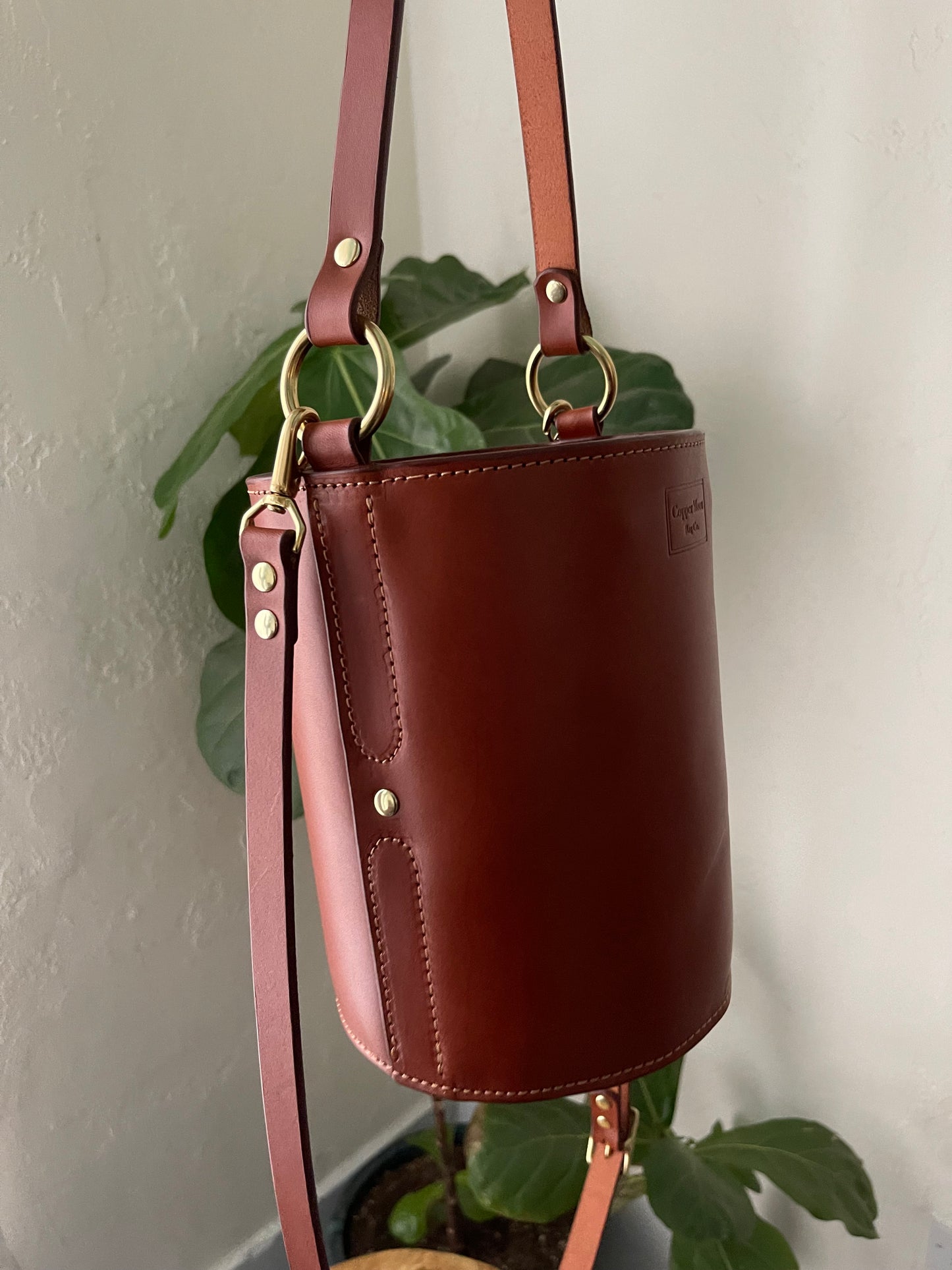 The Selene Bucket Bag in Cognac