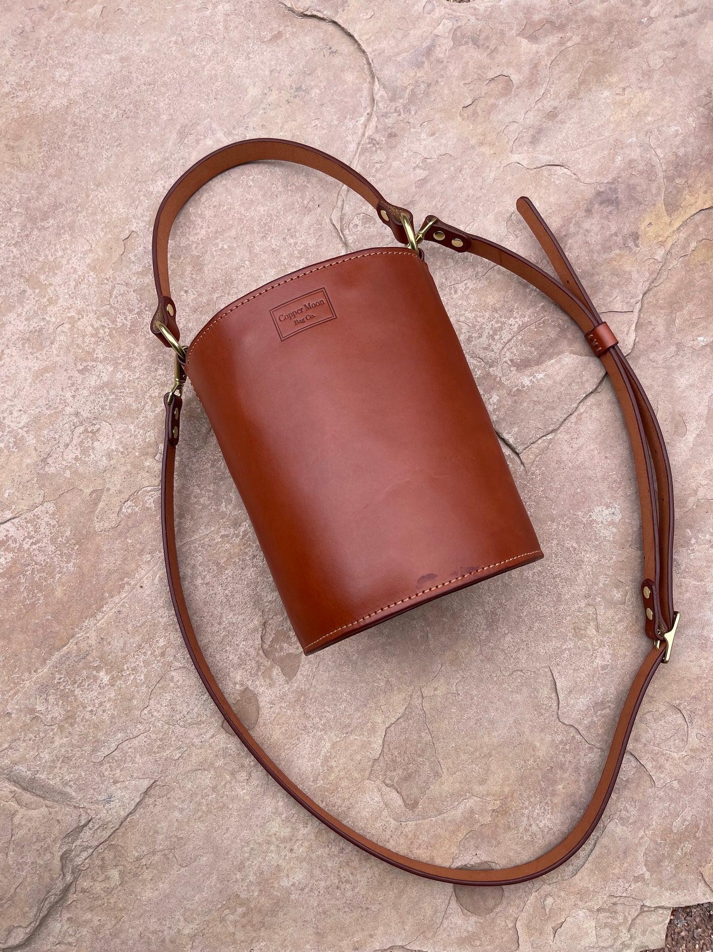The Selene Bucket Bag in Cognac