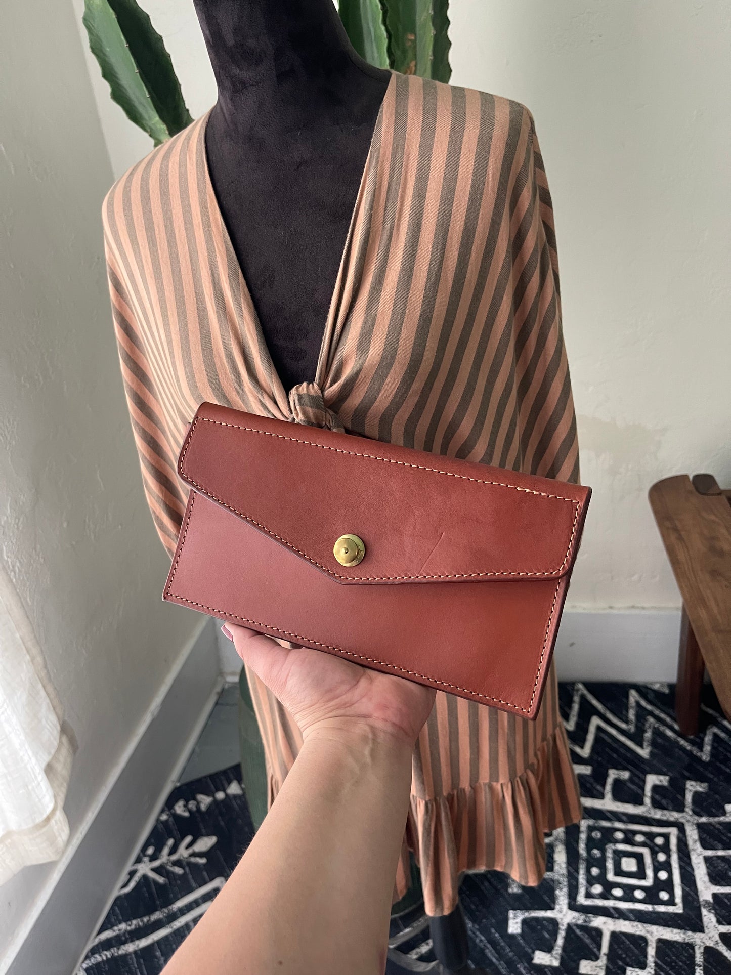 Ember Envelope Clutch in Cognac Sample