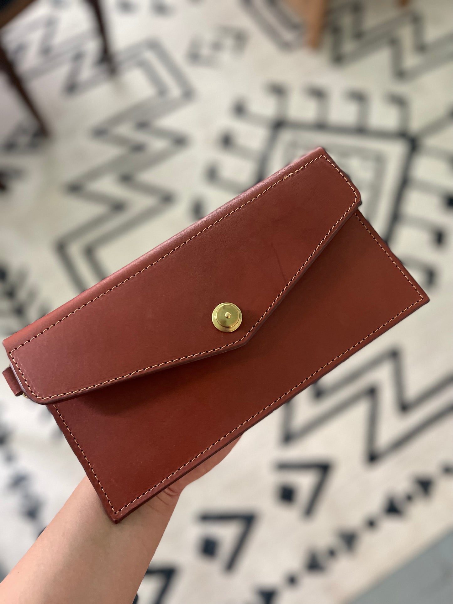Ember Envelope Clutch in Cognac Sample