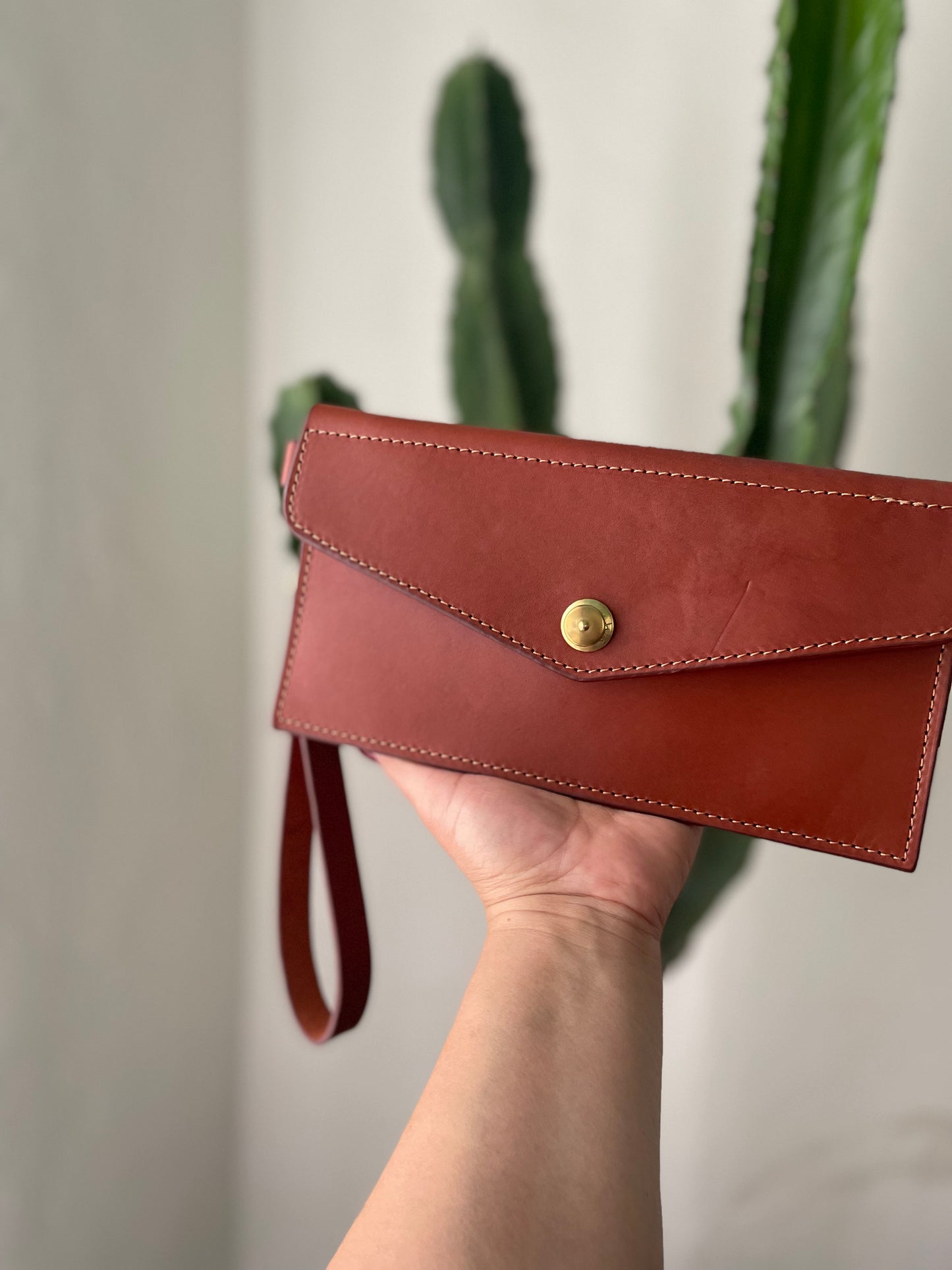 Ember Envelope Clutch in Cognac Sample